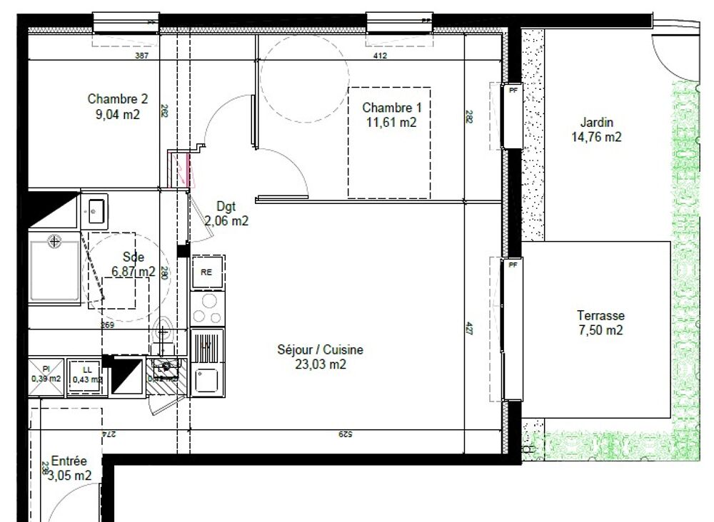 Location Appartement T3 NEUF avec terrasse, jardin et parking à CHARTRES Chartres