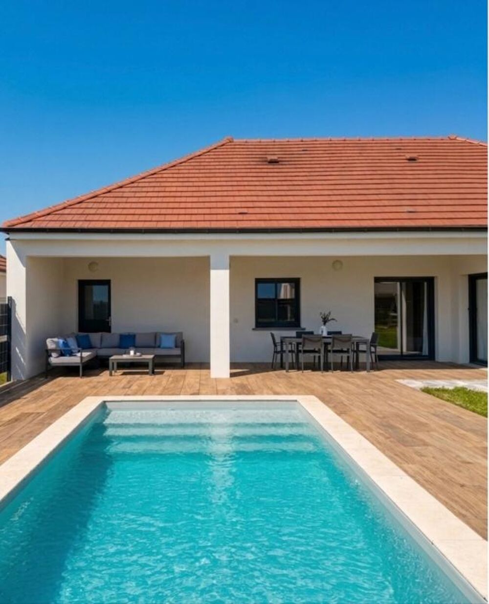 Vente Maison Rouvres-en-Plaine - Maison de plain-pied PMR (2022) de 149 m2 sur parcelle de 730 m² avec piscine, quartier calme et sécurisé Fauverney
