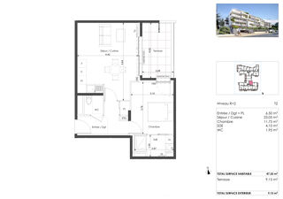  Appartement � vendre 2 pi�ces 47 m�