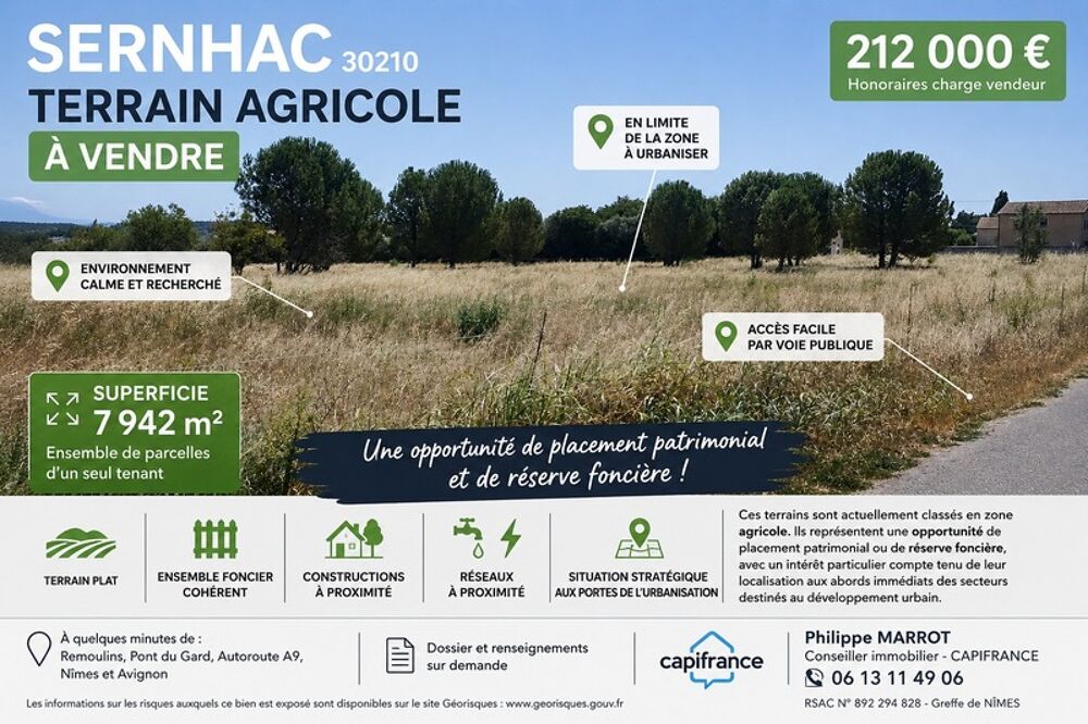 Vente Terrain Terrain à vendre  SERNHAC (30) Sernhac