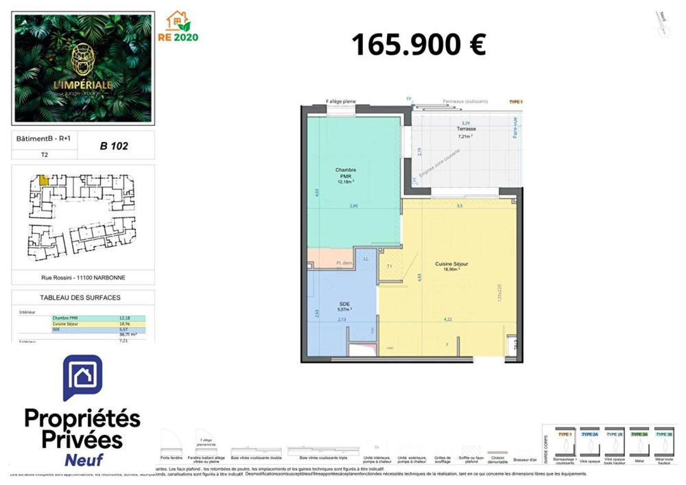 Appartement Narbonne 2 pièce(s) 36.71 m2