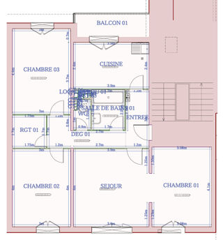  Appartement à louer 4 pièces 79 m²