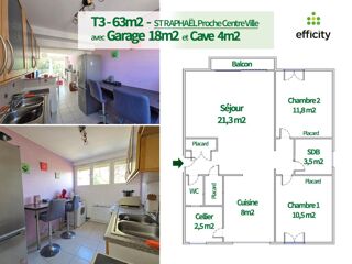  Appartement � vendre 3 pi�ces 63 m�