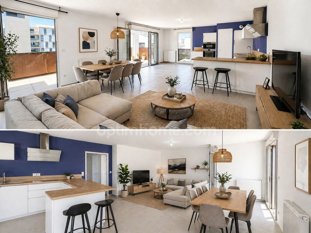 Vente Appartement Appartement 3 pièces 83 m² - Dernier étage - Terrasse 18 m² - 2 Garages - Proche Ligne 2 Tram Saint jean de vedas