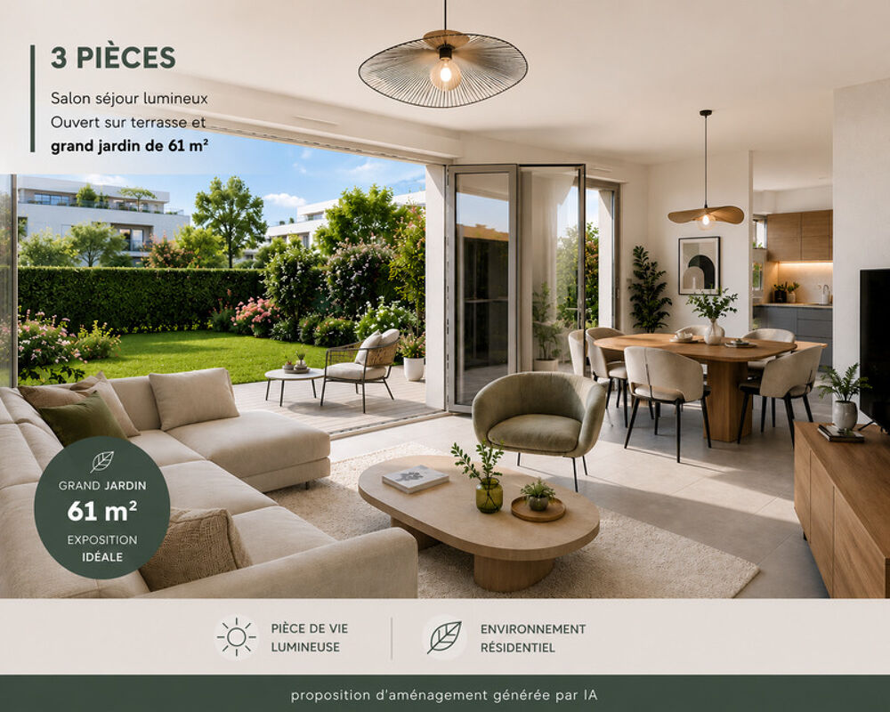 ? HUNINGUE  SUPERBE 3 PIÈCES EN REZ-DE-JARDIN AVEC 61 m² D'EXTÉRIEUR