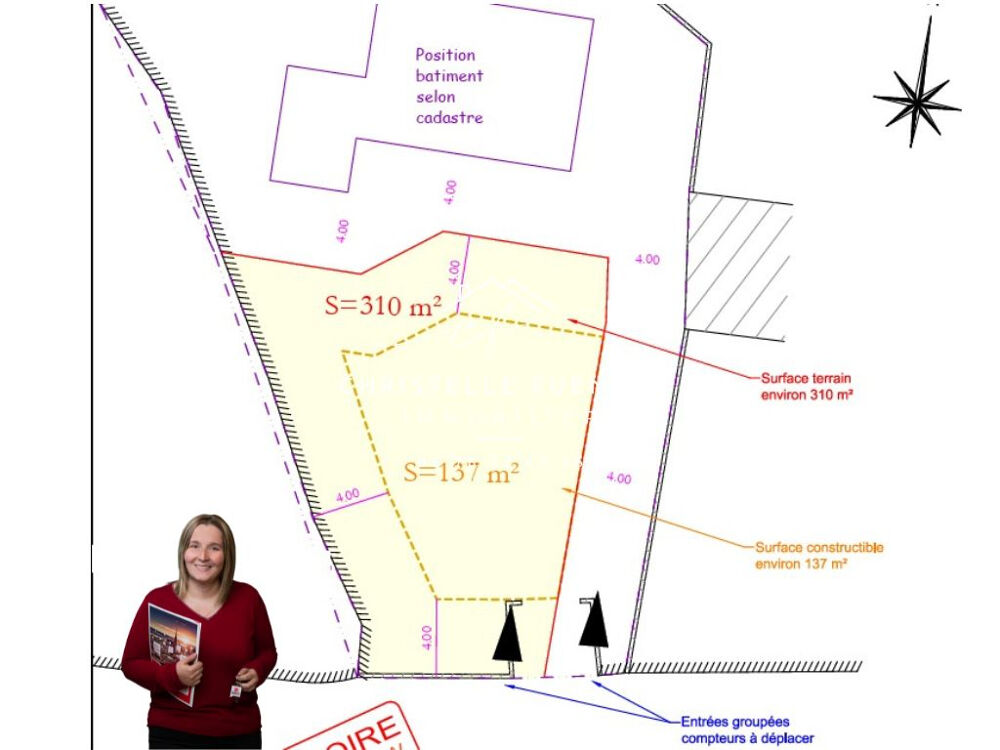 Vente Terrain HÉRAULT - POUSSAN (34560) - TERRAIN À BÂTIR - 310 M²  - CALME Poussan