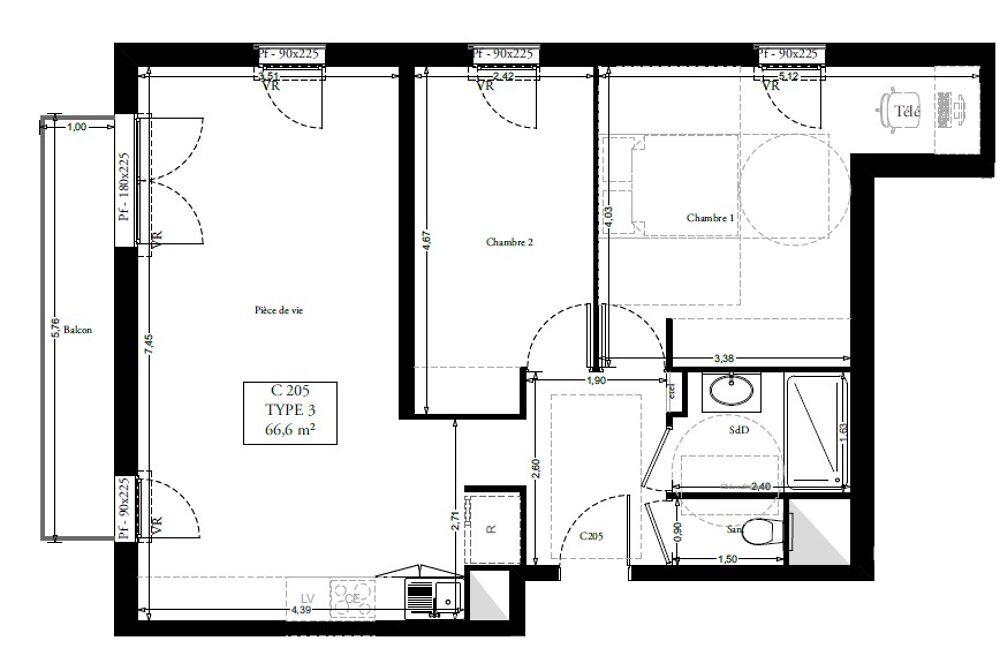 Location Appartement T3 avec parking et balcon à CLERMONT DE L'OISE Clermont