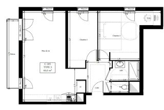  Appartement à louer 3 pièces 66 m²