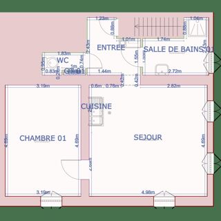  Appartement � louer 2 pi�ces 49 m�