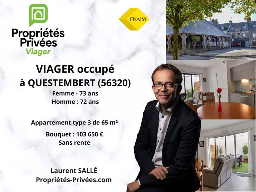 Vente Appartement VIAGER OCCUPÉ : Appartement T3 (65 m2) en rez-de-jardin Questembert