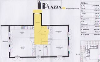  Appartement à louer 3 pièces 62 m²