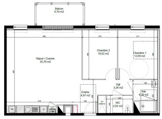  Appartement à louer 3 pièces 74 m²