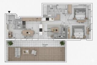  Appartement � vendre 3 pi�ces 64 m�