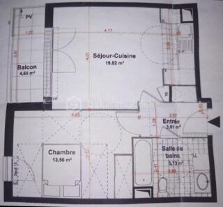  Appartement  vendre 2 pices 44 m