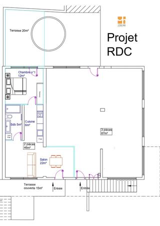  Appartement  vendre 2 pices 46 m