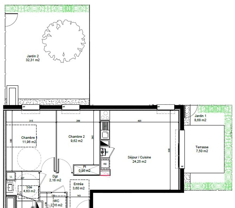 Location Appartement T3 NEUF avec terrasse, jardins et parking à CHARTRES Chartres