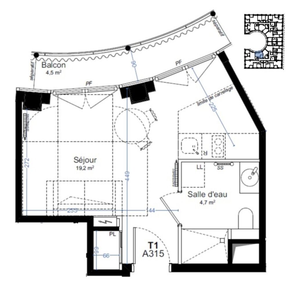 Vente Appartement Studio neuf à vendre PARIS 14e, surface habitable 23.90 m2 + balcon 4.50 m2 Paris 14