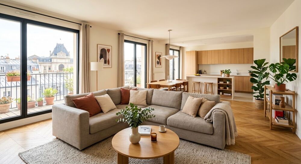 Vente Appartement - GRAND T4 en ETAGE ELEVÉ orienté PLEIN OUEST avec CAVE, PROCHE MÉTRO 14 - Paris 17