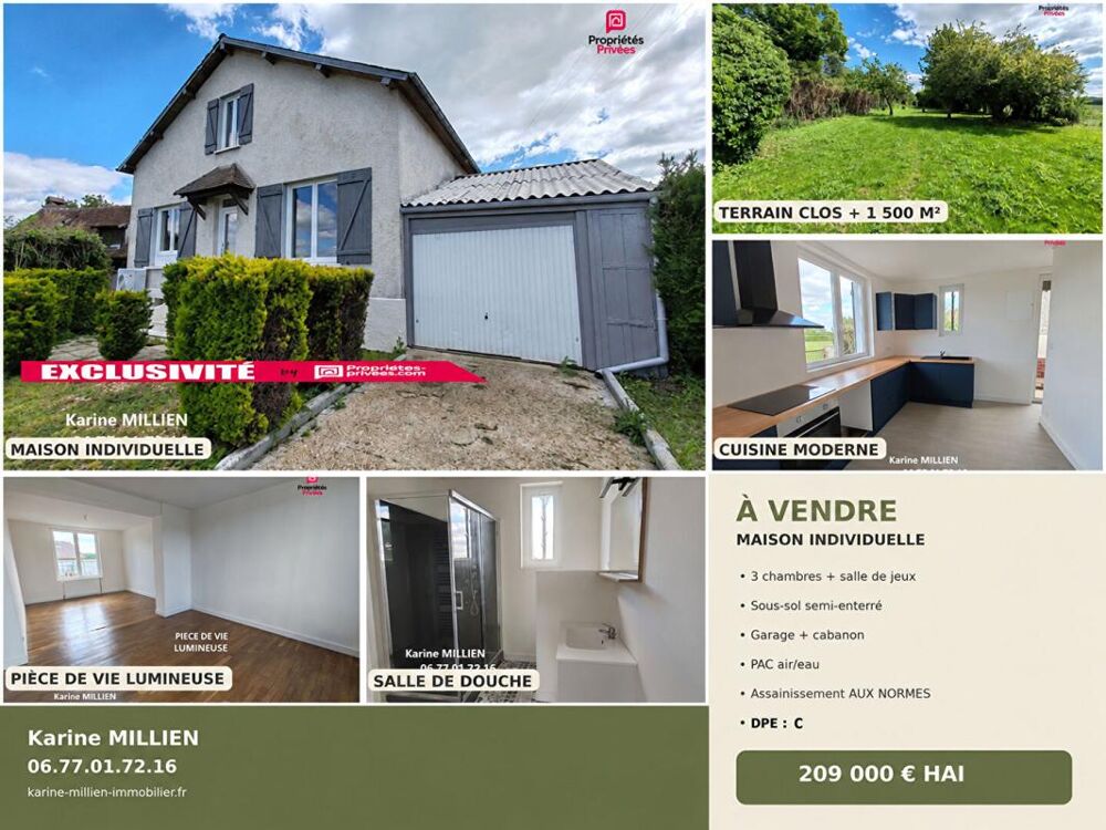 Vente Maison NONANCOURT 27320 Maison individuelle avec sous sol semi enterré - 1 étage - 3 chambres - Garage - Cabanon de jardin - 209 000  H Nonancourt