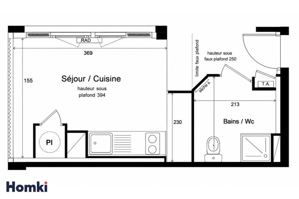 Appartement T1 de 20 m² à Lyon 69007, Rue Victorien Sardou