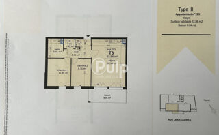  Appartement  vendre 3 pices 63 m