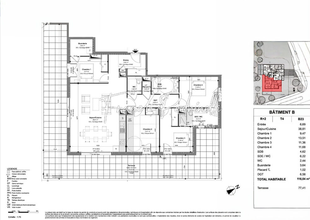 Appartement T5 d exception 116 m² terrasse 77 m² RARE AU COEUR DE CHARBONNIÈRES-LES-BAINS