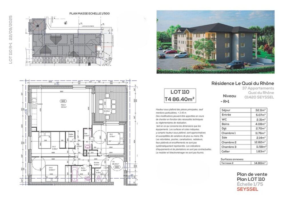 Vente Appartement Appartement de 86,40 m² à vendre à SEYSSEL (01) avec terrasse, proche du Rhône, à 45 mns d'Annecy et de Genève Seyssel