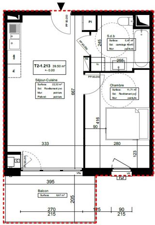  Appartement � louer 2 pi�ces 39 m�