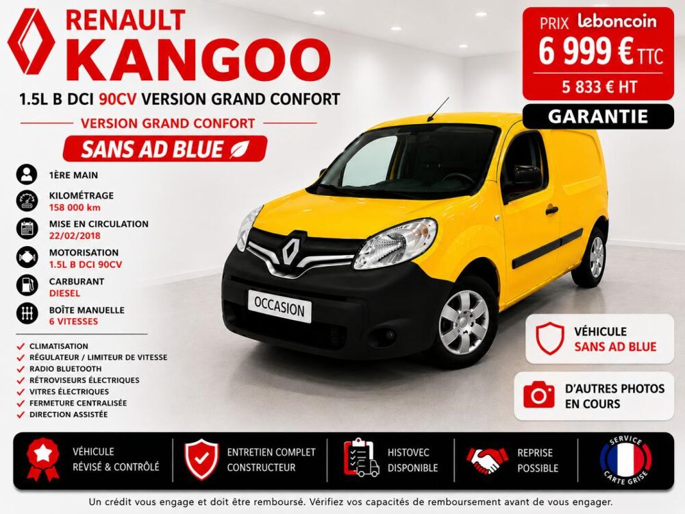 Kangoo Express 1&deg; Main / 1.5L DCI 90cv de 2018 version GRAND CONFORT * sans 2018 occasion 60430 Abbecourt