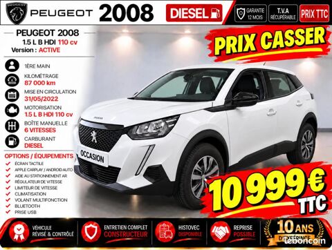 Peugeot 2008 1&deg; Main / 1.6L B HDI 110cv Version Active GPS/RADAR/TEL idem 2022 occasion Abbecourt 60430