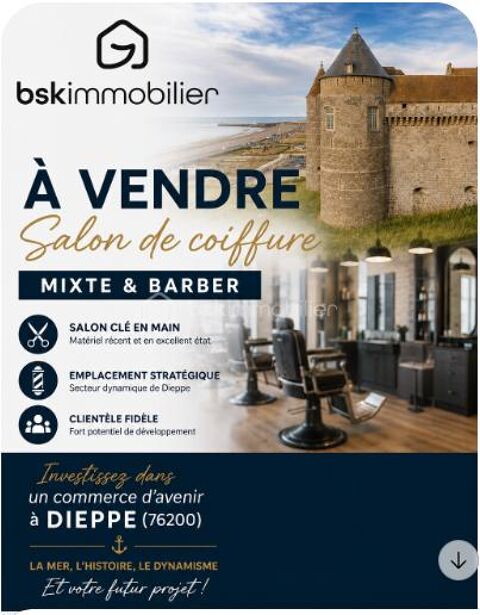 *** A VENDRE BEAU SALON DE COIFFURE MIXTE ET BARBER - FONDS DE COMMERCE DIEPPE*** 29000 76200 Dieppe