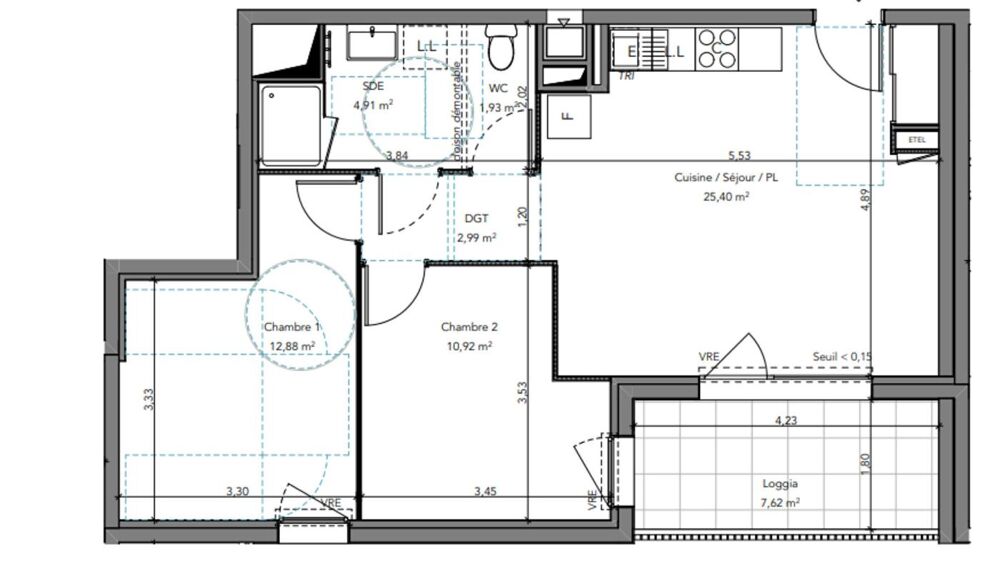 Crozon 29160 Appartement tout confort 59 m² 2 chambres Sud aucun travaux à prévoir