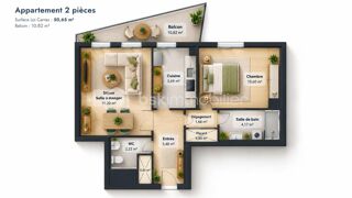  Appartement à vendre 2 pièces 51 m²