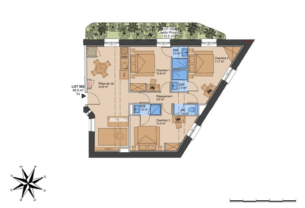 Vente Appartement T4 avec jardin privatif ? Un cadre de vie agréable à Lyon 3? Lyon 3