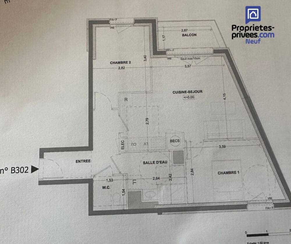 Appartement Saint Malo 3, pièce(s) 59,02 m2
