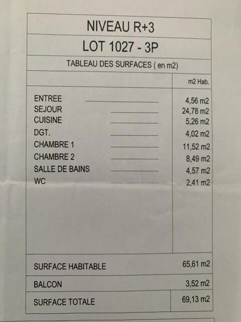  Appartement � louer 3 pi�ces 66 m�