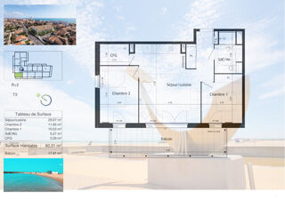  Appartement � vendre 3 pi�ces 60 m�