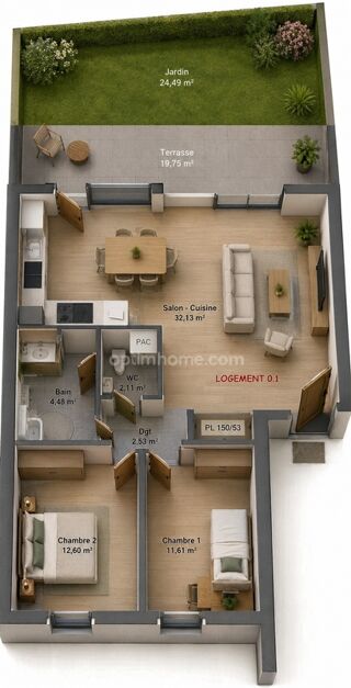  Appartement à vendre 2 pièces 65 m²