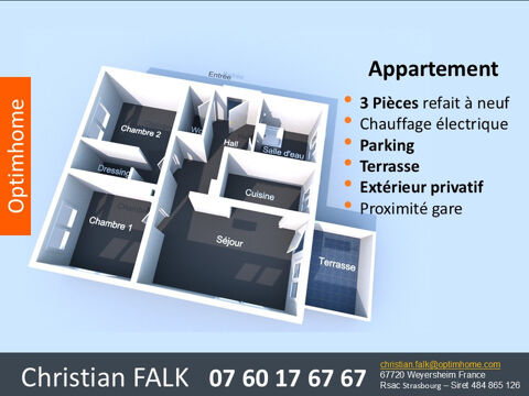   Appartemente 3 pi�ces, espace ext�rieur, parking Appartement - 3 pi�ce(s) - 58 m�