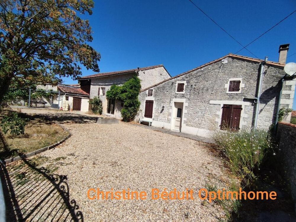 CHARENTE/AIGRE. Maison en pierre rénovée, 3 chambres(poss 4) avec jardin clos 1169 m² (gite ou chambres d'hôtes)