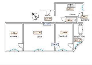  Appartement à vendre 3 pièces 63 m²