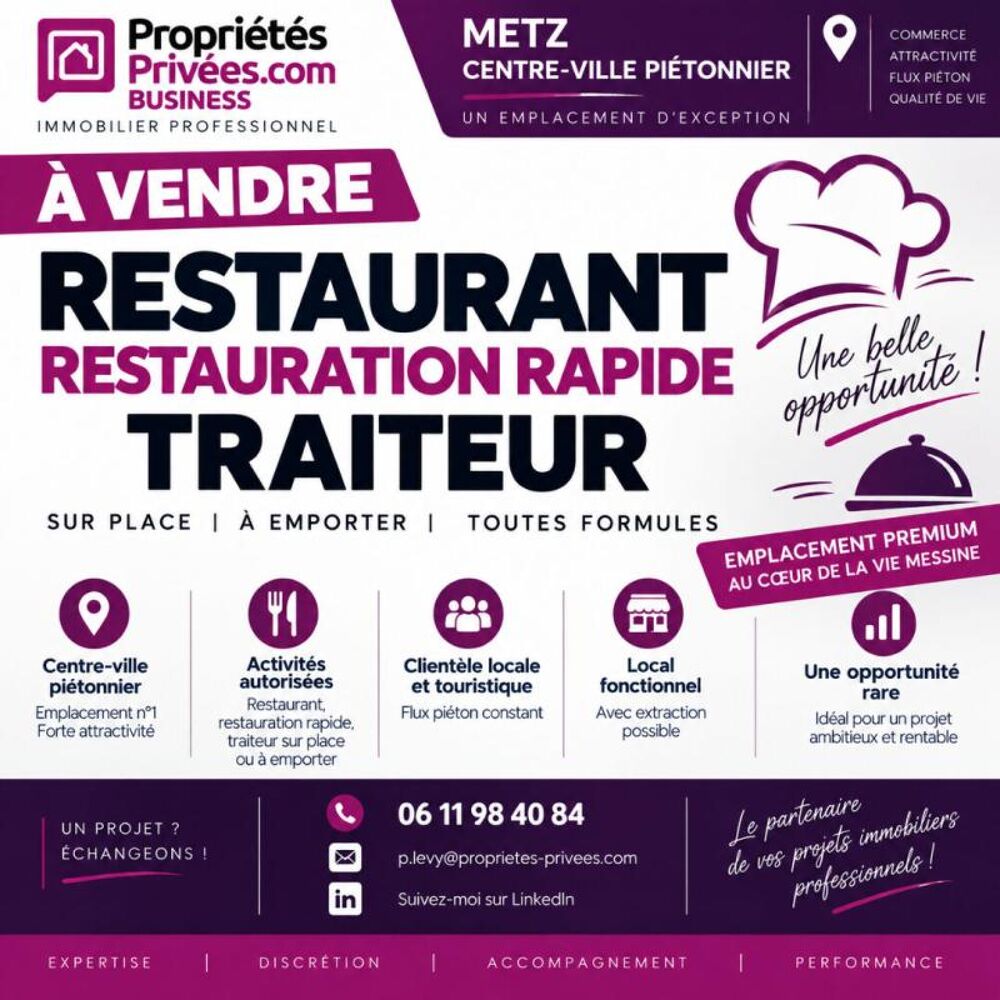   A CEDER - METZ CENTRE-VILLE PIETON - TRAITEUR / RESTAURANT / RESTAURATION RAPIDE - ENVIRON 200 M2 
