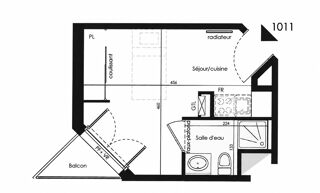 Location Appartement T1 meublé avec balcon à PESSAC Pessac