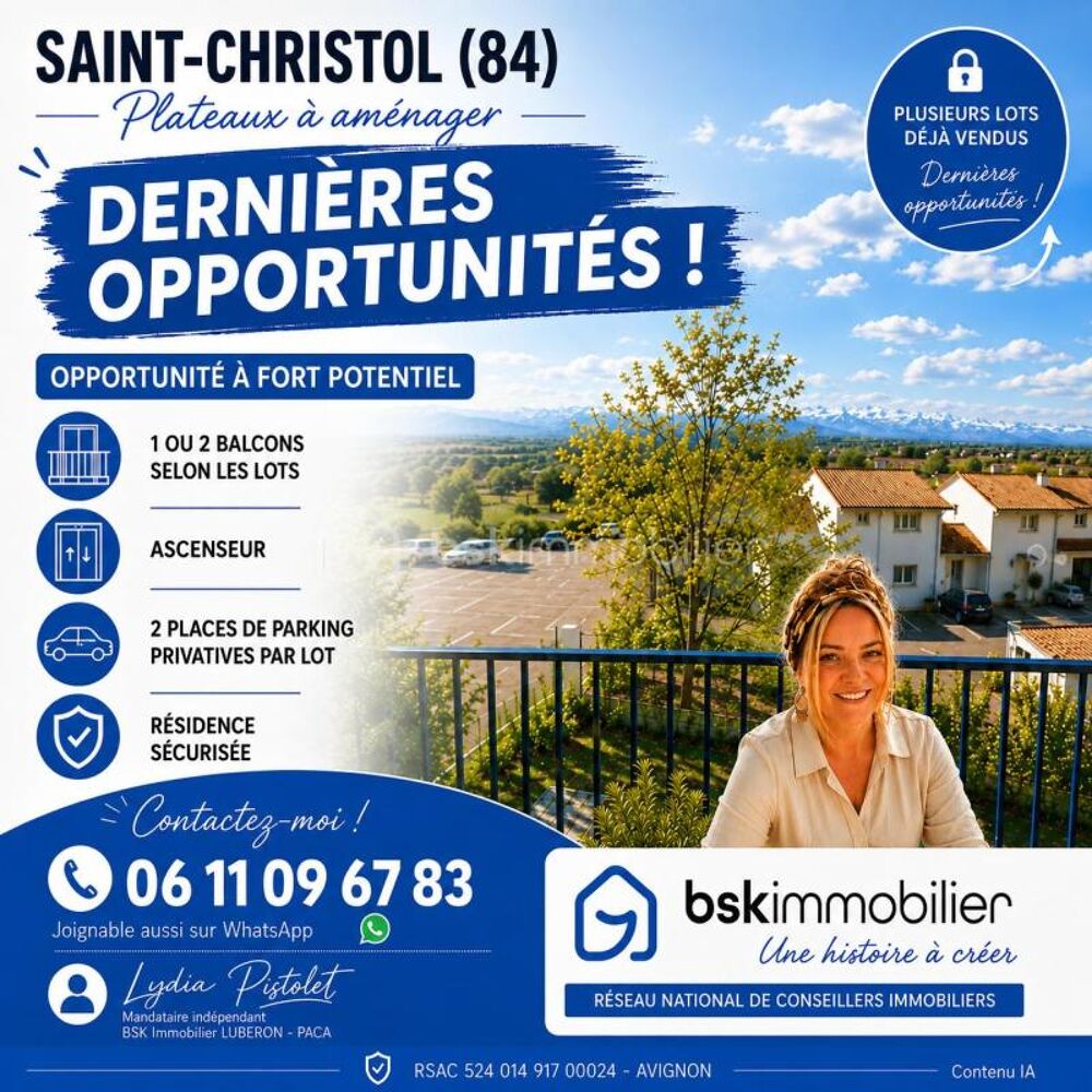 SAINT-CHRISTOL ((84) - Créez votre T2 sur mesure ! Plateau sous forme d'appartement de 62 m² env. situé au 2ème étage avec ascen