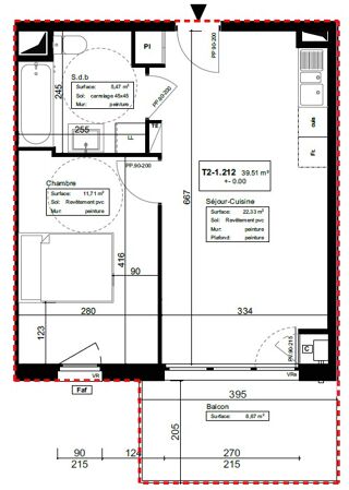  Appartement à louer 2 pièces 39 m²