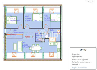  Appartement � vendre 4 pi�ces 75 m�