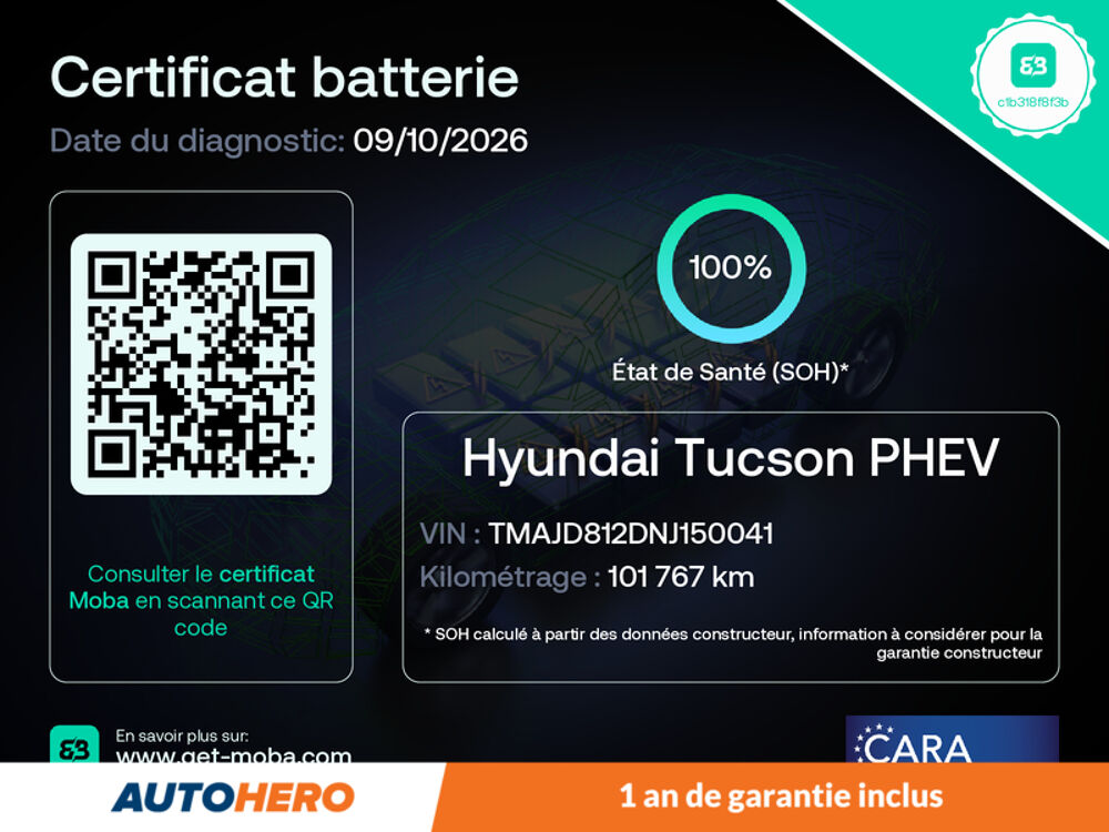 Tucson 1.6 T-GDi Plug-In-Hybrid HTRAC Creative BVA6 265 ch 2022 occasion 92130 Issy-les-Moulineaux