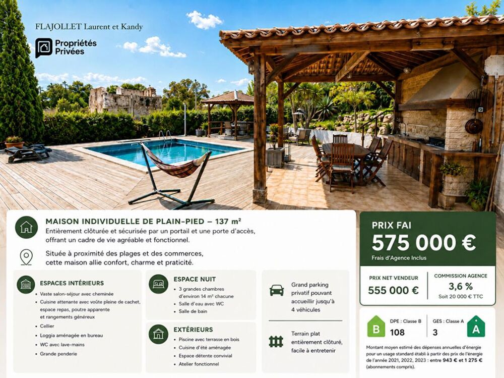 Maison T5 avec piscine - 20144 STE LUCIE DE PORTO-VECCHIO - CORSE DU SUD- FRANCE