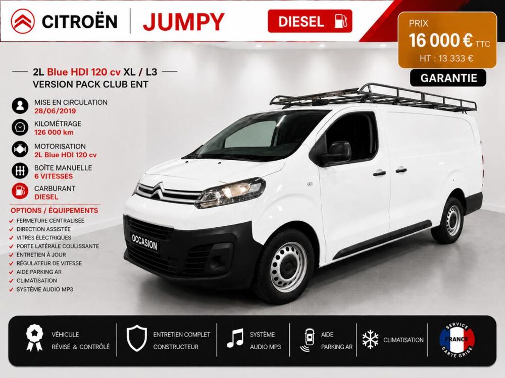 Jumpy IV 1&deg; 13.333HT Main 2.0 Blue Hdi 120cv Long ( XL / L3 ) Pack 2019 occasion 60430 Abbecourt