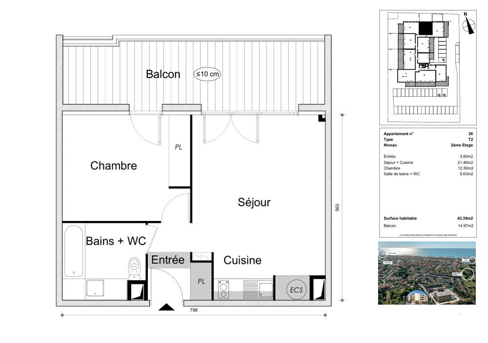 VALRAS-PLAGE, T2 43 m² PLUS 15 m² DE BALCON. À 900 m DE LA MER